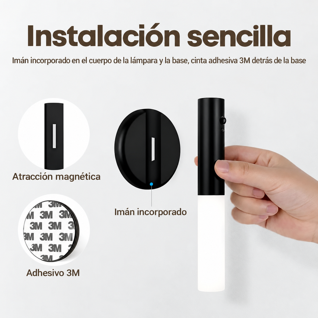 Lámpara LED Recargable con Sensor de Movimiento